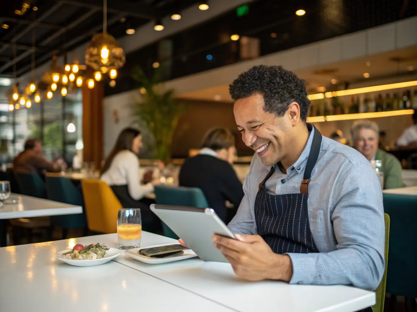 An image showing a restaurant owner looking puzzled while trying to identify their customers in a crowded digital space.